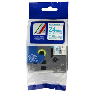 普贴/PUTY 标签色带，白底蓝字 宽度24mmTZ2－253 适用于兄弟ＴＺ系列标签机 售卖规格：1卷