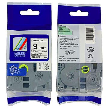 普贴/PUTY 标签色带，保密白底黑字 宽度9mmTZ2-SE2 适用于兄弟ＴＺ系列标签机 售卖规格：1卷