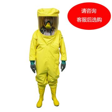 海固 国标2级防化服，HG-2NP-M PVC轻型2级内置半封闭防化服，黄色 售卖规格：1套