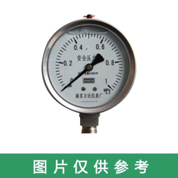 万达 耐震压力表YJF-FN-100，不锈钢+不锈钢，径向不带边，精度1.6级，0~1.6MPa，G1/4转接头，充甘油