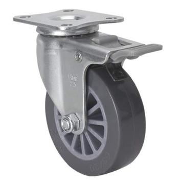 易得力 平顶刹车聚氨酯(PU)脚轮，261225H-2625-73 脚轮小型2.5寸35kg 售卖规格：1个