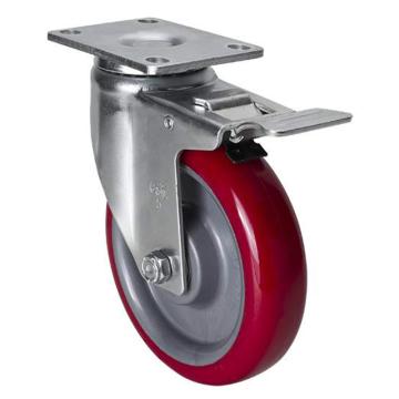 易得力 平顶刹车高强度聚氨酯(TPU)脚轮，50125L-505-86 脚轮中型5寸150kg 售卖规格：1个