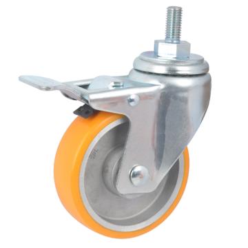 易得力 丝口刹车高强度聚氨酯(TPU)高速脚轮，50145L/M16X25-505-86A 脚轮中型5寸150kg 售卖规格：1个