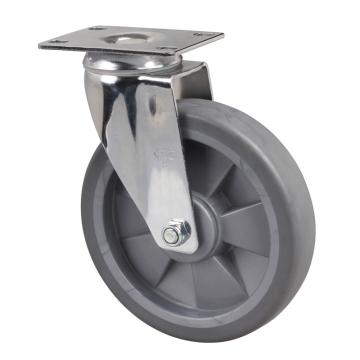 易得力 平顶万向超级人造胶(TPE)脚轮，57216-576-57 脚轮中型镀铬6寸110kg 售卖规格：1个