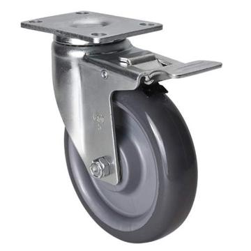 易得力 平顶刹车聚氨酯(PU)脚轮，50125L-505-76 脚轮中型5寸150kg 售卖规格：1个