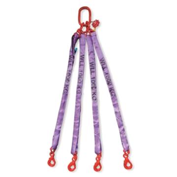 多來勁 四腿圓形吊裝帶組合吊具，2.1T×4m（總長）80級眼形自鎖安全吊鉤，0544 2104 04