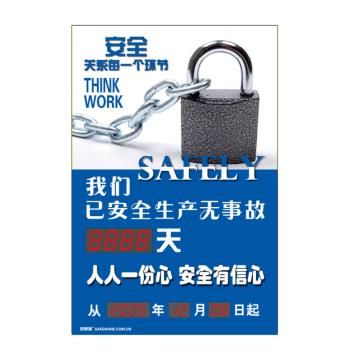 安赛瑞 安全生产天数纪录牌-安全关系每一个环节，LED自动数显，600×900mm，30110 售卖规格：1个