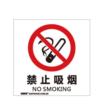 安赛瑞 自发光消防警示标签-禁止吸烟，自发光不干胶，100×100mm，20230 售卖规格：10片/包