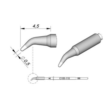 JBC 微型烙铁头，5支/盒，C105110 锥形，0.5mm 售卖规格：1盒