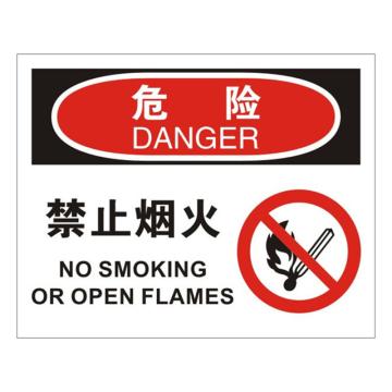 安赛瑞 OSHA危险标识-禁止烟火，ABS板，250×315mm，31715 售卖规格：1张