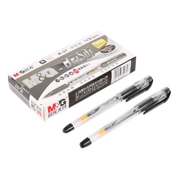 晨光 插盖式中性笔，K-37（黑色）盒装 0.38MM 配MG-6100笔芯（替代：MCT945） 售卖规格：12支/盒