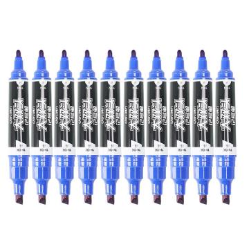 得力（deli）大号双头记号笔，防水物流大头笔 粗头勾线笔 S555 蓝色，10支/盒 单位：盒 (替代：ALX976）