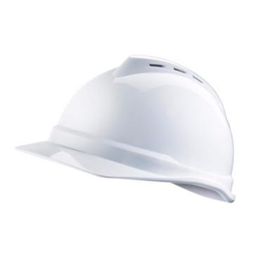 梅思安 10172476，V-Gard ABS豪华型安全帽 白 超爱戴帽衬 D型下颏带，印“蓝月亮”logo，30顶起订