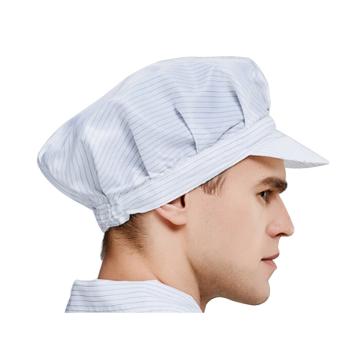 凌致0.5條紋防靜電小工帽，白色，LZ01020-1，均碼