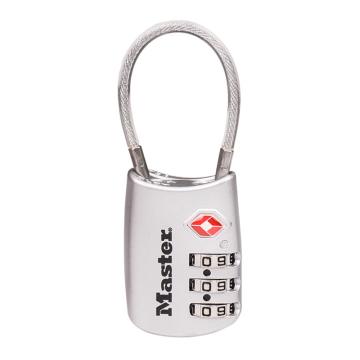 玛斯特锁MasterLock 20mm宽，3位可调密码锁，带柔性缆，银色，4688MCND