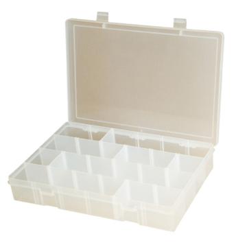DURHAM MFG 可调格大型塑料盒，LPADJ-CLEAR 3个固定和20个可调隔板,333×229×59mm 售卖规格：1个