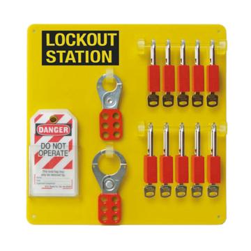 安赛瑞 10锁挂板（套装），含10把聚酯安全挂锁+4把安全锁钩+12个聚酯吊牌，33806