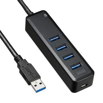 山业/SANWA SUPPLY USB集线器，USB-3H405BK USB3.0*4 microUSB*1供电用 售卖规格：1个