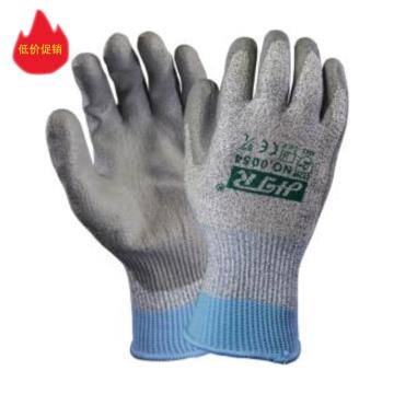 海太尔 5级防割手套，0054-9 针织手腕，PU涂层，灰色 售卖规格：1副