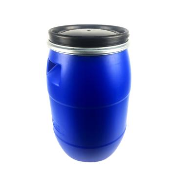 安赛瑞 法兰桶铁箍桶 60L（1个装），24638 新料化工塑料抱箍桶 加厚开口废液避光泔水桶发酵桶 带盖蓝色 售卖规格：1个