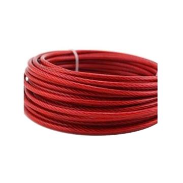 涂塑软钢丝绳（红色），钢丝直径为10mm，可承受200KG的3米坠落冲击，国标6x12型