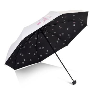 天堂伞，遮阳伞太阳伞三折叠黑胶防晒防紫外线晴雨伞 春天淡灰615E