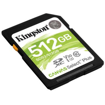 金士顿/Kingston 存储卡，SDS2/512G 读速100MB/s U3 V30 SD卡 高速升级版 写速85MB/s 支持4K 高品质拍摄 售卖规格：1个