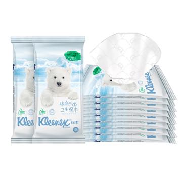 舒洁/Kleenex 舒洁棉柔杀菌卫生湿巾，91345 10片/包*10包/提 售卖规格：6提/箱