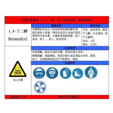 金能电力 职业病告知卡-1，4-丁二醇，PVC板，600×450mm，2mm板厚，JN-WTP105 售卖规格：1块