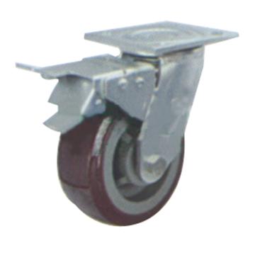 申牌 5寸塑芯聚氨酯重型脚轮，35A64-1105 平底刹车 载重(kg):300 轮宽(mm):48 全高(mm):165 售卖规格：1个