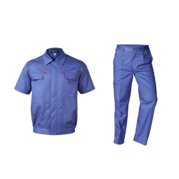 锦禾 夏季短袖工作服套装，H06JC1507+H06KA1505-L 涤棉纱卡，蓝灰色 售卖规格：1套