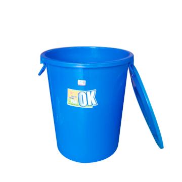 滋仁 圓形帶蓋垃圾桶水桶，40L 塑料柄 藍色 LT-102 單位：個
