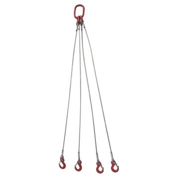 多来劲/doleco 四腿钢丝绳索具，02261804 02 6.6T×2m（总长） 80级自锁式安全吊钩 售卖规格：1套