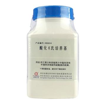 海博生物 酸化K氏培养基，HB8658 250g，用于果汁和浓缩果汁中环脂芽孢杆菌和其它的耐热耐酸菌的检测的 售卖规格：250克/瓶