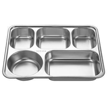 諾派(NUOPAI) C6083,304不銹鋼餐盤飯盒,5格加深加厚分格快餐盤,學生餐盒