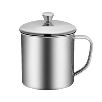 诺派(NUOPAI) C6176,304不锈钢水杯,直径9cm带盖家用办公室用茶杯,带手柄防摔水杯