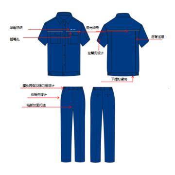 京澜 夏季工作服，纯棉衬衣款，海蓝色，155-195