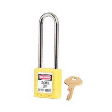 玛斯特锁具 黄色XENOY工程塑料安全锁，410MKLTYLW 6mm锁钩 锁钩净高76mm 44mm高 万能钥匙 售卖规格：1把