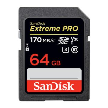 闪迪/SanDisk SD存储卡，SDXXY/64G U3 C10 V30 4K 至尊超极速版 读速170MB/s 写速90MB/s 售卖规格：1片