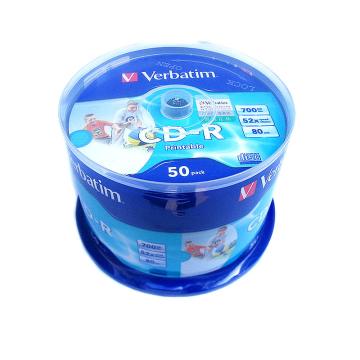 威宝/verbatim 空白光盘，52速 CD 可打印 700M 50片桶装 63307 售卖规格：1筒