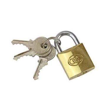 三环 黄铜挂锁，通开型，锁体32×30×9mm，锁梁Ф5.4mm，锁梁宽27mm，总高52mm，263-32mm