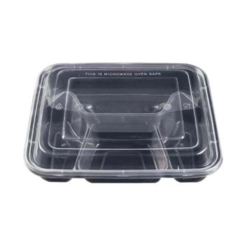 功成狮 长方形黑色四格一次性餐盒，长21.6cm 宽19.5cm 高4.1cm 150套/箱 售卖规格：1箱