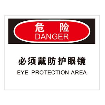 Blive 个人防护类危险标识-危险必须戴防护眼镜，自粘性乙烯，250×315mm，BL-S-31902 售卖规格：1包