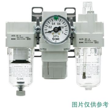 SMC 三联件，AC10-M5C-3-A 空气过滤器+减压阀+油雾器 售卖规格：1个