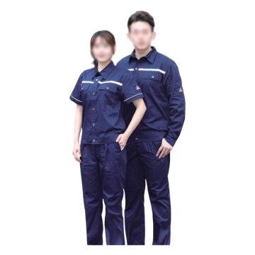 雅姿坊 防静电工作服，2021YZF6005短袖-165 夏季短袖，石油兰带反光条（同系列30套起订） 售卖规格：1套