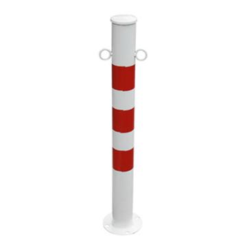 嘉辽 75cm，侧耳提环型钢管警示柱，白色烤漆红色贴膜，JT1225 售卖规格：1个