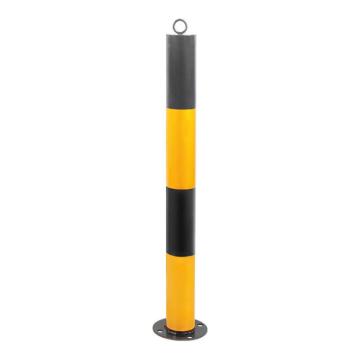 嘉辽 管径76mm，高75cm，顶部提环型钢管警示柱，黑色烤漆黄色贴膜，JT1226 售卖规格：1个