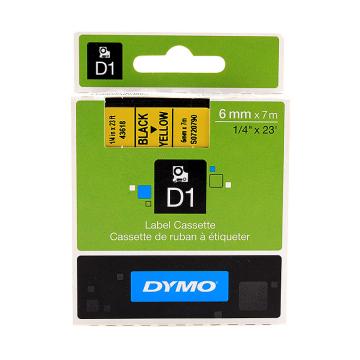DYMO 商用D1电子标签带，SC43618 黄底/黑字 6mm*7m 售卖规格：1卷