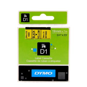DYMO 商用D1电子标签带，SC45808 黄底/黑字 19mm*7m 售卖规格：1卷