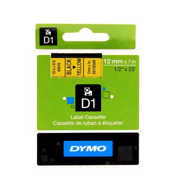 DYMO 商用D1电子标签带，SC45018 黄底/黑字 12mm*7m 售卖规格：1卷